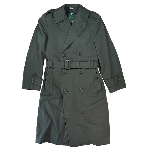 Vintage 70s Men's 44 Wool Army Green Coat with Removable Liner - Picture 6 of 11